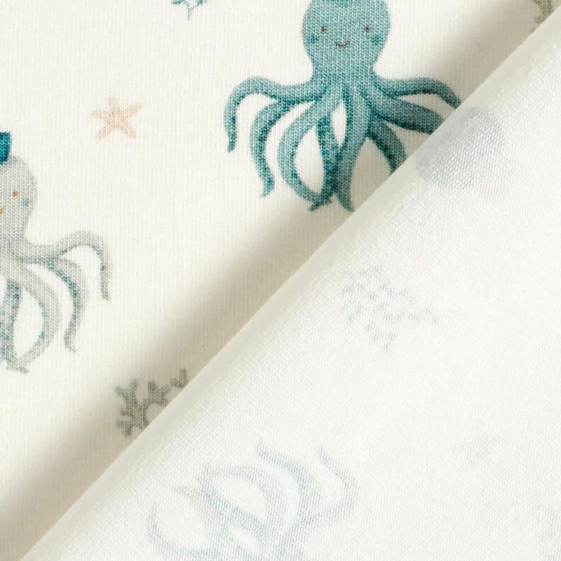 jersey di cotone Calamari felici stampa digitale – bianco lana,  image number 4