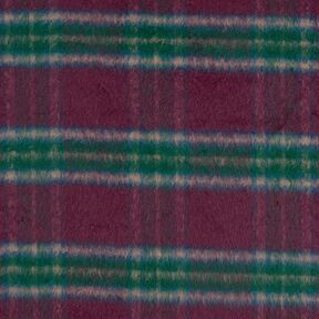 tessuto per cappotti misto lana Quadro spazzolato – rosso merlot/abete blu, 