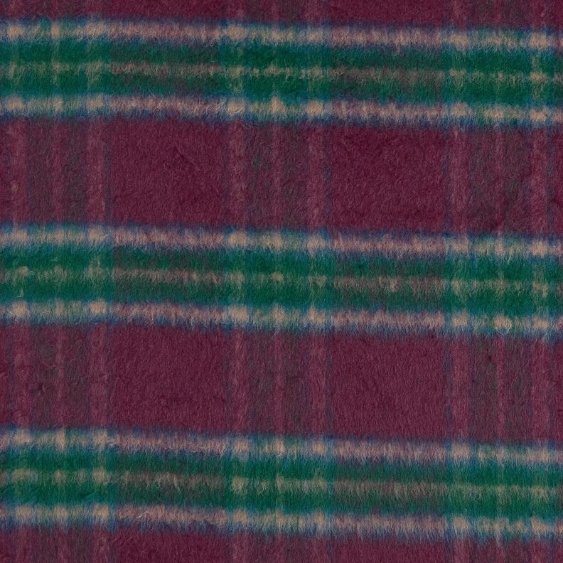 tessuto per cappotti misto lana Quadro spazzolato – rosso merlot/abete blu, image number 1