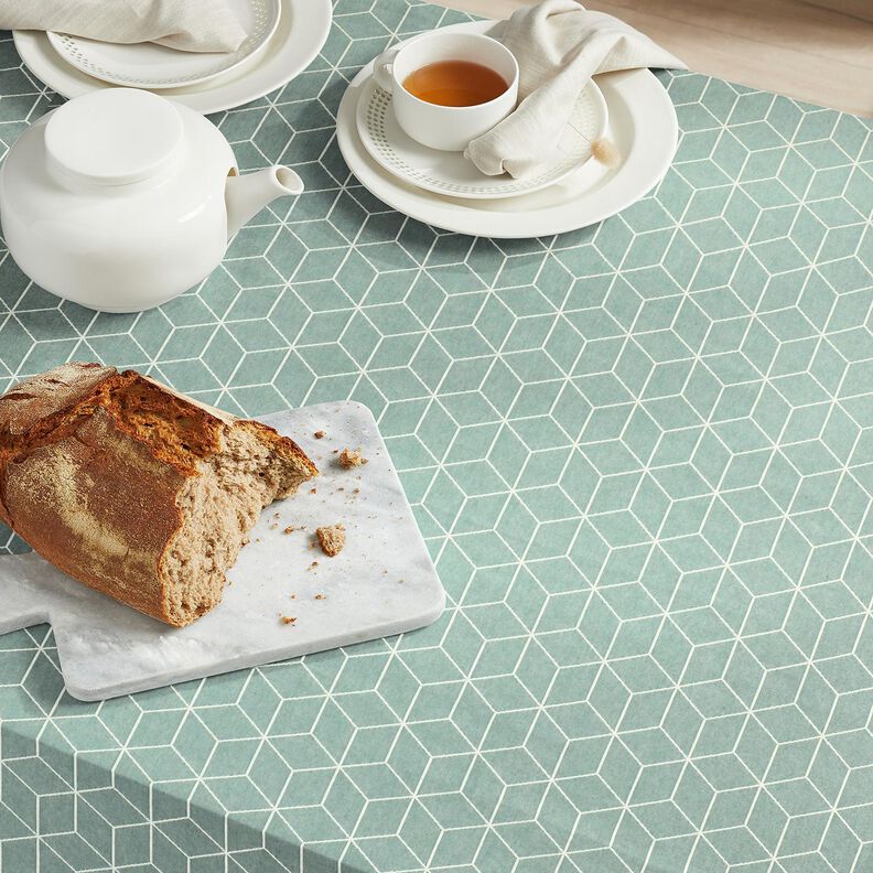 tessuto arredo Jacquard Cubi moderni – canna palustre/avorio,  image number 5