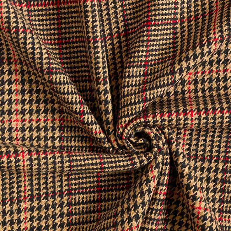 Tessuto in cotone per cappotto Principe di Galles – moca,  image number 3