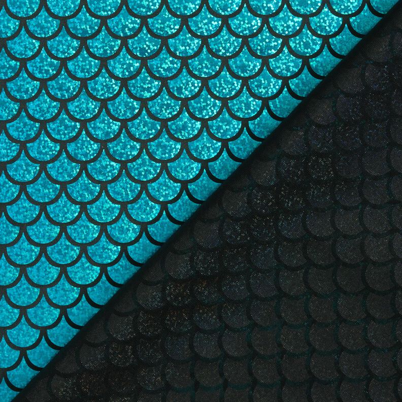 jersey laminato squame di sirena – nero/turchese,  image number 4