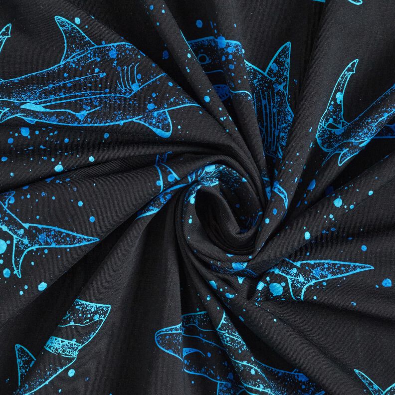 jersey di cotone Squali | Glitzerpüppi – nero/turchese chiaro,  image number 3