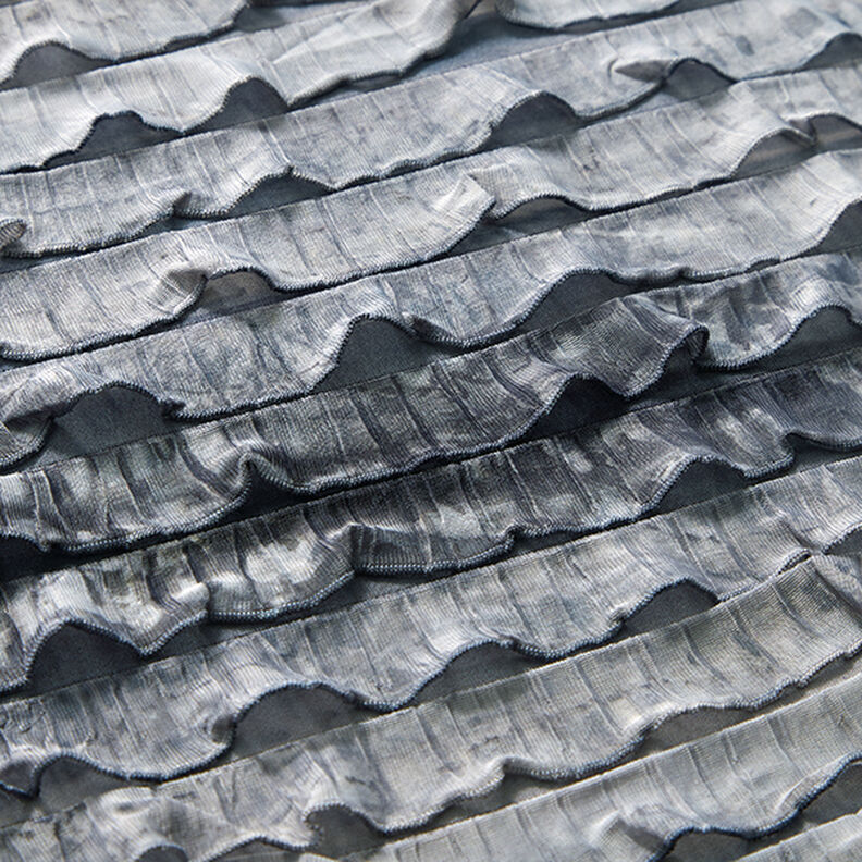 Jersey arricciato batik a righe orizzontali – grigio chiaro,  image number 2