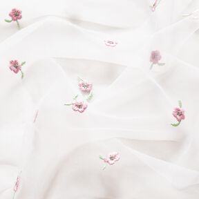 morbido tessuto a rete fiorellini ricamati – bianco/rosé, 
