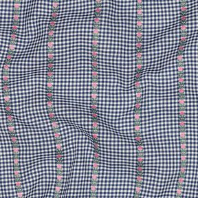 tessuto in cotone Jacquard Quadretti e fiori – blu oceano/bianco, 