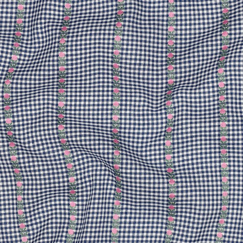 tessuto in cotone Jacquard Quadretti e fiori – blu oceano/bianco, image number 2