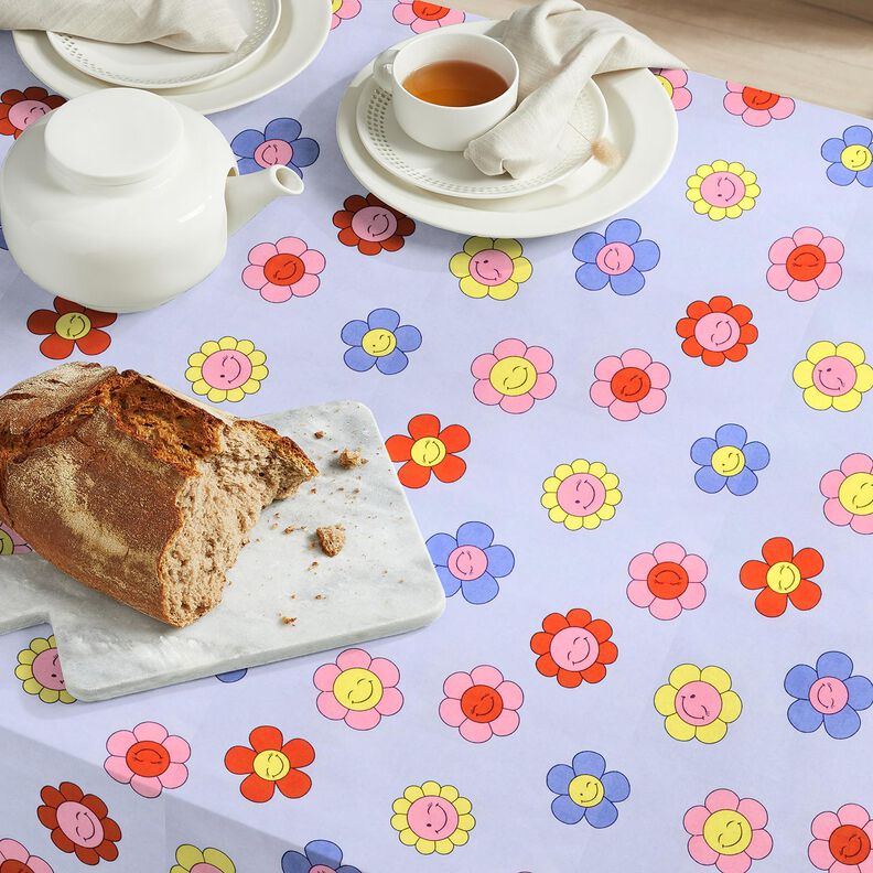 cotone rivestito Fiori allegri | Poppy Fabrics – azzurro baby/rosa,  image number 8