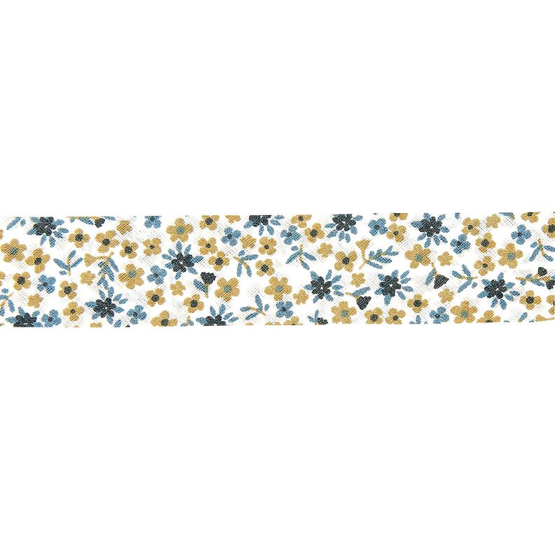 Nastro in sbieco piccoli fiori [20 mm] – blu marino,  image number 1