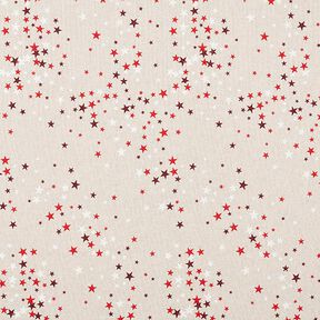 tessuto arredo mezzo panama Stelle festose – beige/rosso scuro, 