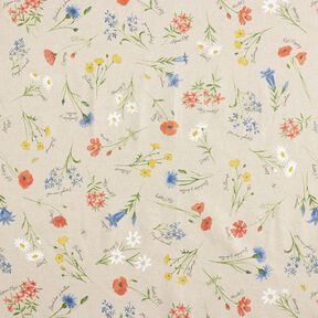 cotone rivestito Fiori alpini – naturale/blu, 