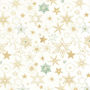 tessuto in cotone popeline Grandi stelle – bianco lana/oro, 
