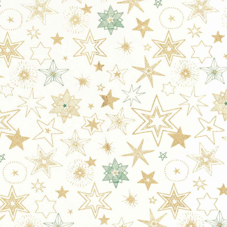 tessuto in cotone popeline Grandi stelle – bianco lana/oro,  image number 1