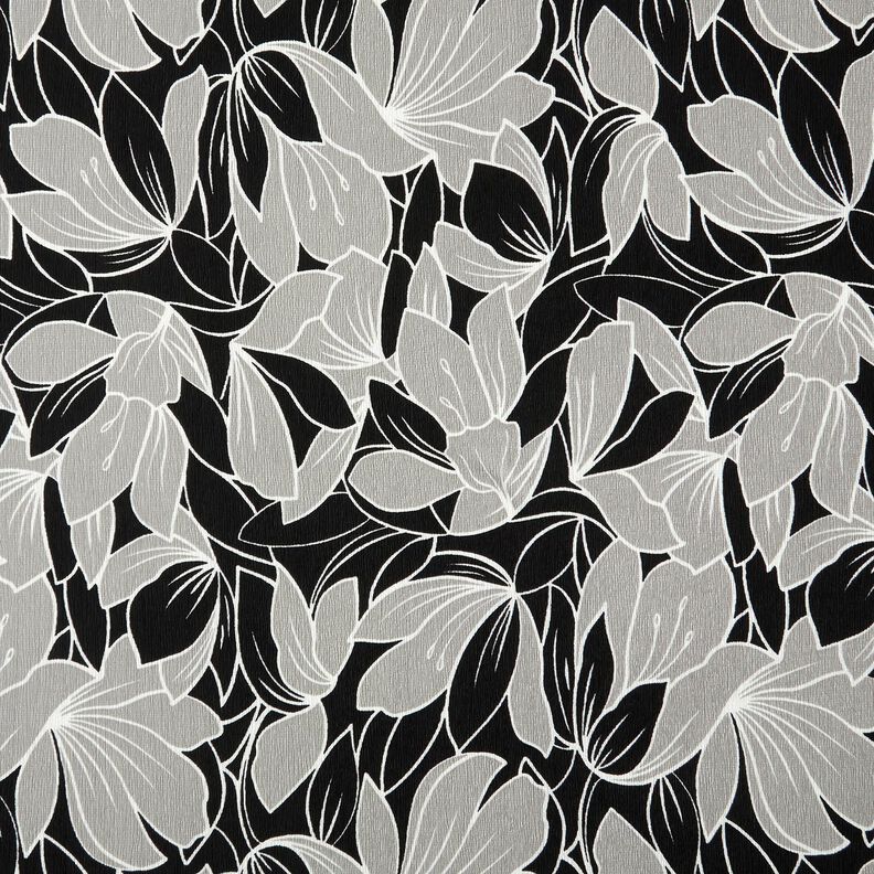 Grandi fiori in crêpe elasticizzato – nero/grigio chiaro, image number 1