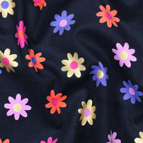 velluto a costine Fiori con stampa glitterata | Poppy Fabrics – blu marino, 