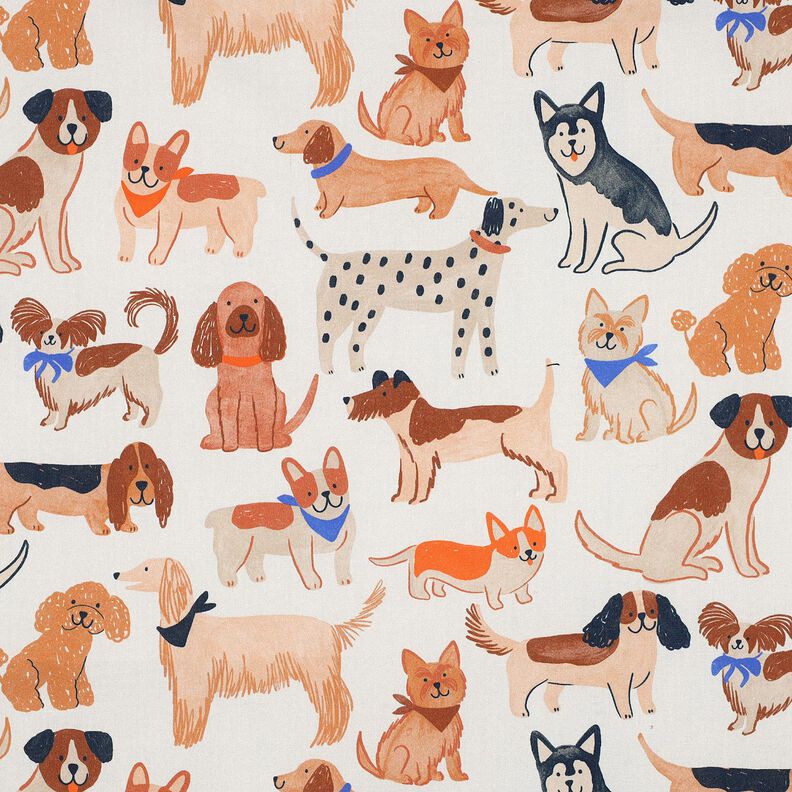 popeline di cotone cani stampa digitale | Poppy Fabrics – bianco lana,  image number 1