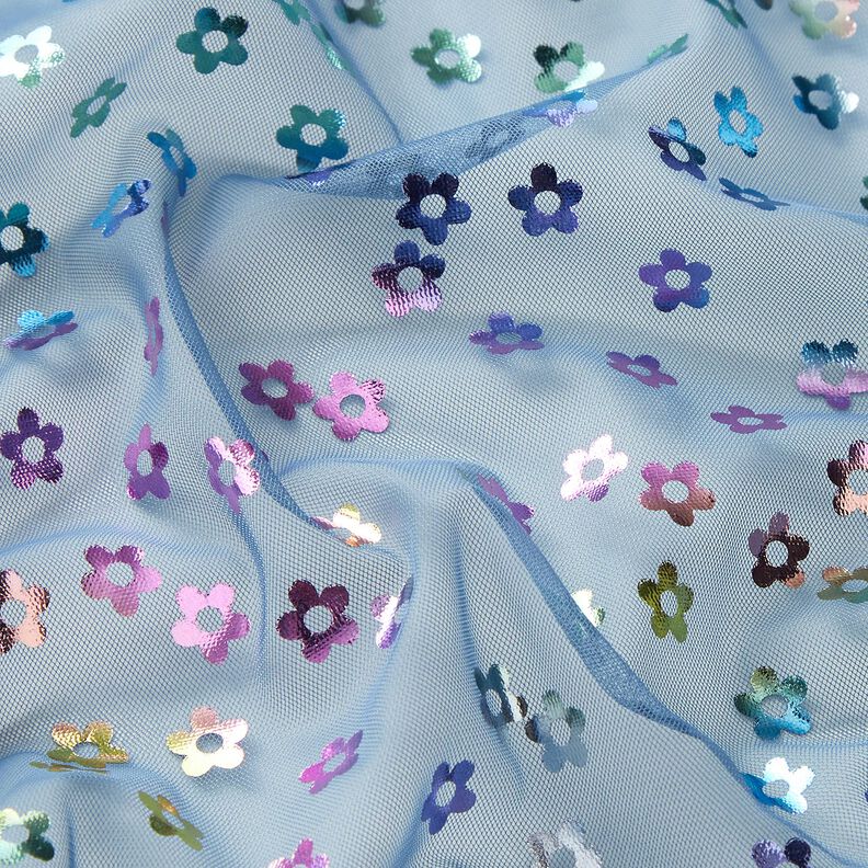 morbido tessuto a rete Fiorellini glitterati – colore blu jeans,  image number 3