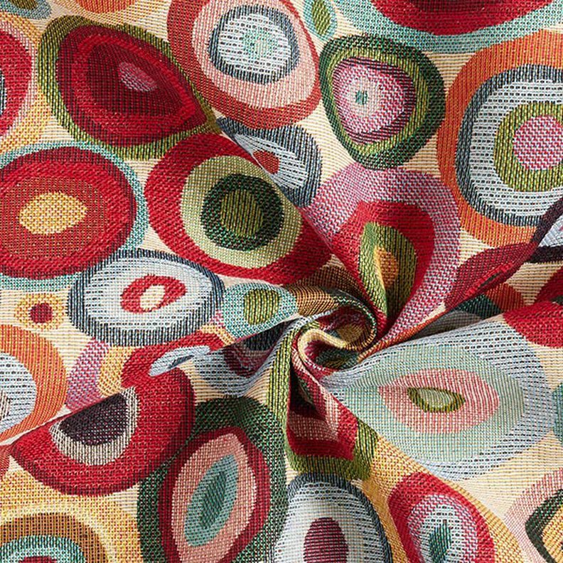 tessuto arredo gobelin Cerchi colorati – beige chiaro/rosso carminio, image number 3