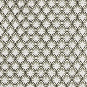 cotone rivestito mattonelle a fiori – canna palustre/bianco, 