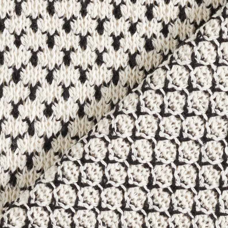 Cotone lavorato a maglia grossa con pois astratti – bianco/blu marino,  image number 4