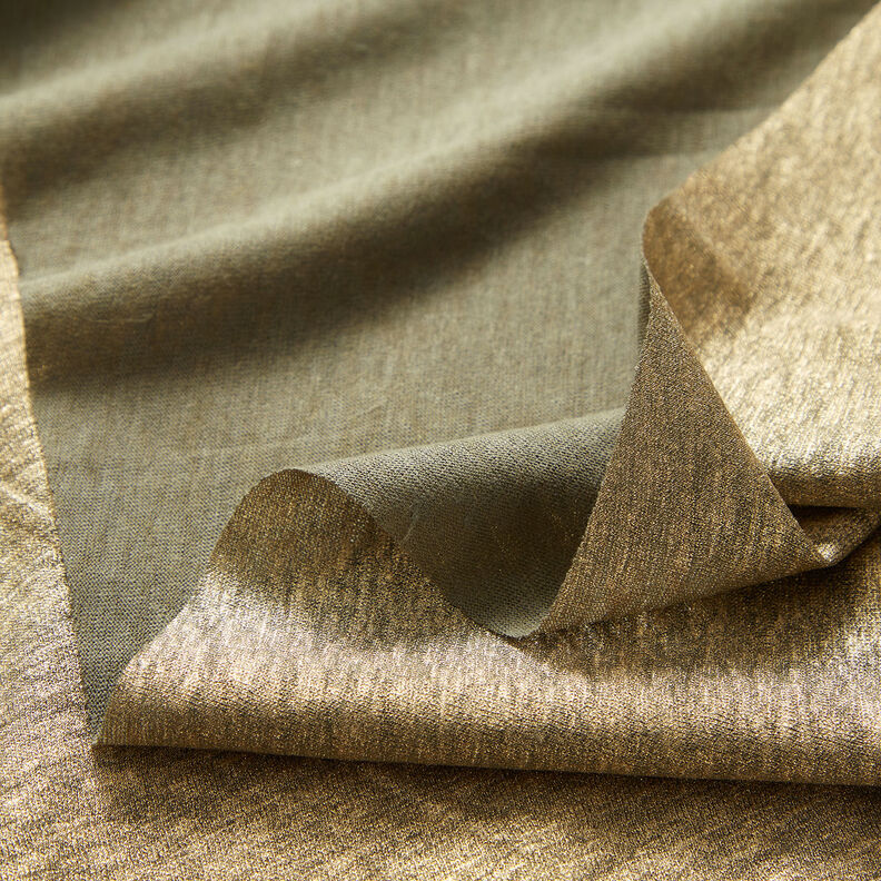 Jersey di lino melange lucido – cachi/oro effetto metallizzato,  image number 6