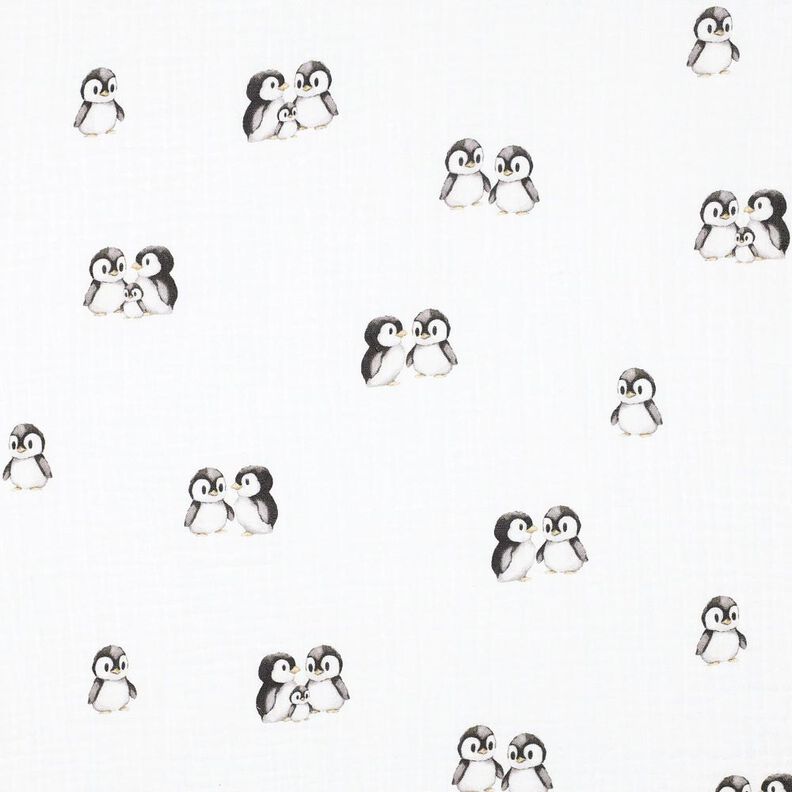 GOTS mussolina / tessuto doppio increspato Pinguini stampa digitale | Poppy Fabrics –,  image number 1