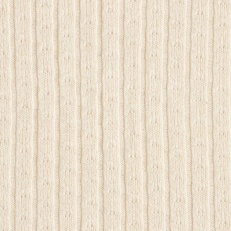 tessuto in maglia Ajour eleganti strisce glitterate – crema,  image number 1
