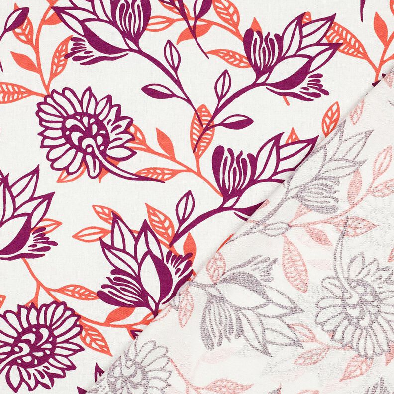 misto lino viscosa Fiori | Poppy Fabrics – avorio/uva,  image number 4