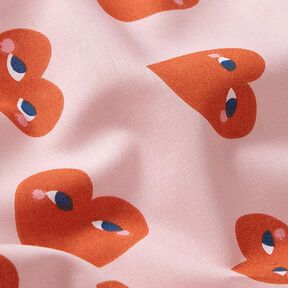 tessuto in cotone cretonne Grandi cuori – rosé/rosso, 