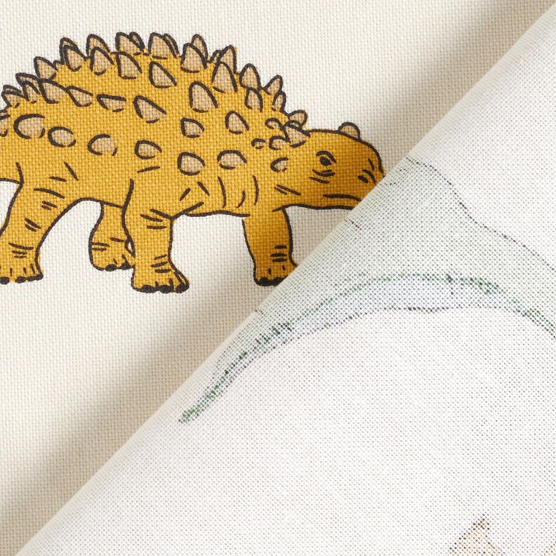 tessuto arredo mezzo panama Dinosauri marcati – bianco lana/verde scuro, image number 4
