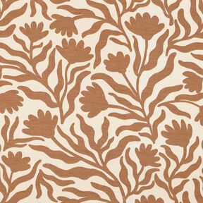felpa garzata non sbiancato fiori | Poppy Fabrics &ndash; crema/marrone capriolo, 