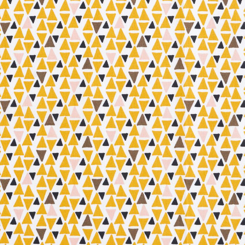 tessuto in cotone cretonne mini triangoli – rosa chiaro/giallo curry,  image number 1