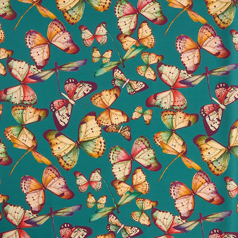 Tessuti da esterni canvas farfalle – petrolio chiaro,  image number 1