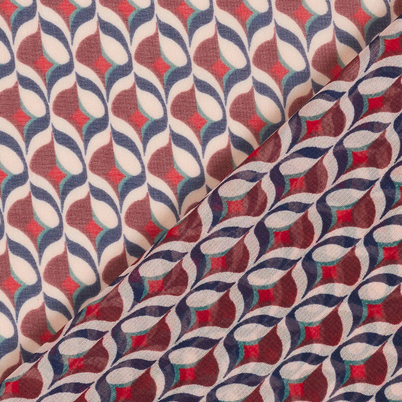 Chiffon motivo rétro – bianco/rosso scuro, image number 5