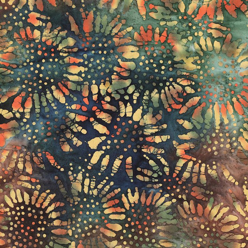 tessuto in cotone Soli Batik – abete blu/marrone castagna,  image number 1