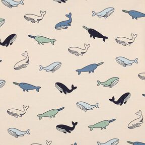 jersey di cotone Grazione balene | Poppy Fabrics – anacardo/blu marino, 
