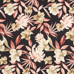 Magnolie in crepe satin con foglie di palma – nero/beige, 