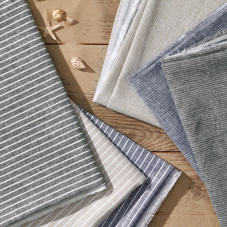 misto cotone-lino righe ampie – blu notte/bianco,  image number 5