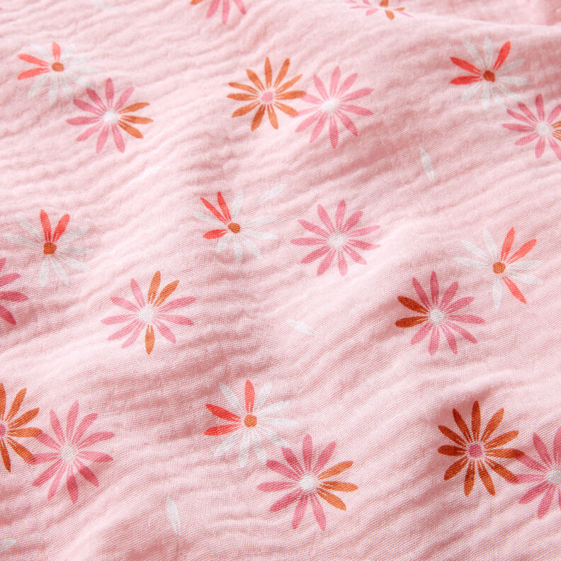 mussolina / tessuto doppio increspato Pioggia di boccioli – rosé,  image number 2