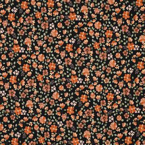 GOTS jersey di cotone fiori autunnali stampa digitale – nero/arancio pesca,  GOTS jersey di cotone fiori autunnali stampa digitale – nero/arancio pesca,