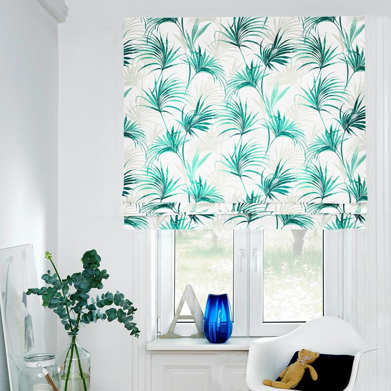 tessuto arredo panama Fronda di palma – bianco/verde smeraldo, image number 5