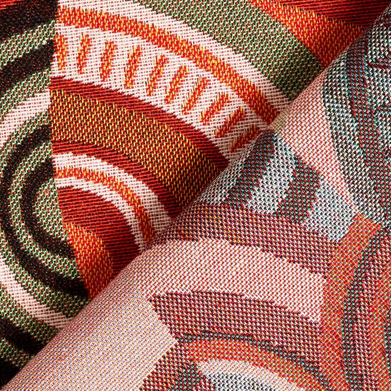 tessuto arredo gobelin Semicerchi astratti – terracotta/verde, image number 4