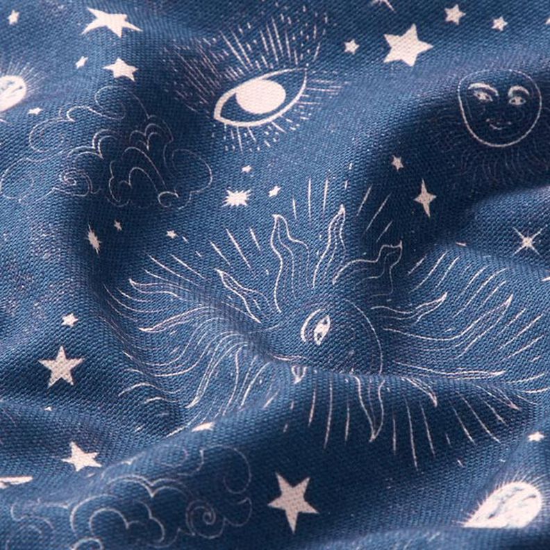 tessuto arredo mezzo panama corpi celesti – blu marino,  image number 2