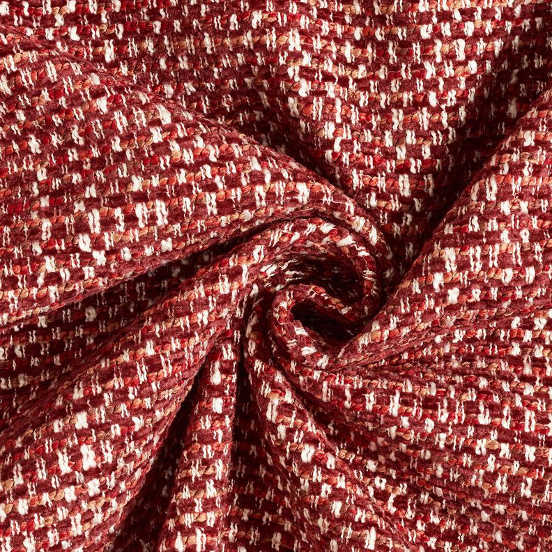 tessuto da tappezzeria Aspetto bouclé colorato – rosso Bordeaux/crema, image number 1