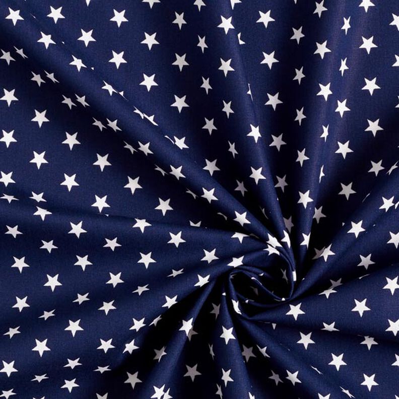 popeline di cotone stelle medio-grandi – blu marino/bianco,  image number 5