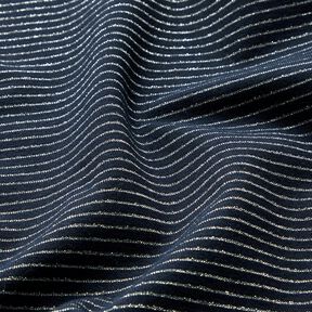 Jersey di cotone rigato lurex – blu notte/argento, 