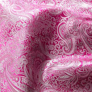 jacquard abbigliamento, paisley effetto metallizzato – rosa fucsia acceso/argento, 