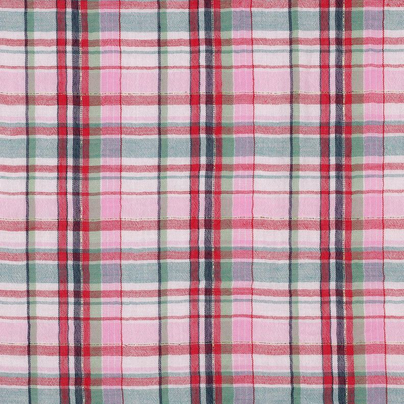 mussolina / tessuto doppio increspato lurex Quadri | Poppy Fabrics – rosé/oro effetto metallizzato,  image number 1