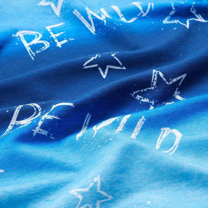 French terry Be Wild | Glitzerpüppi – blu reale/bianco,  image number 2