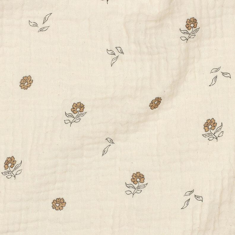 GOTS mussolina / tessuto doppio increspato Fiorellini romantici  | Poppy Fabrics – beige,  image number 2